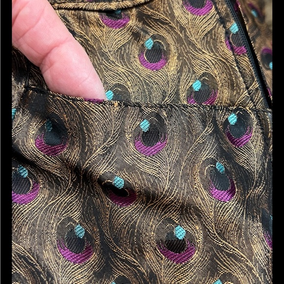 SERGE AZAR Pants Straight Neiman Marcus Vintage Metallic Peacock Paris Bronze 0 - Picture 5 of 7